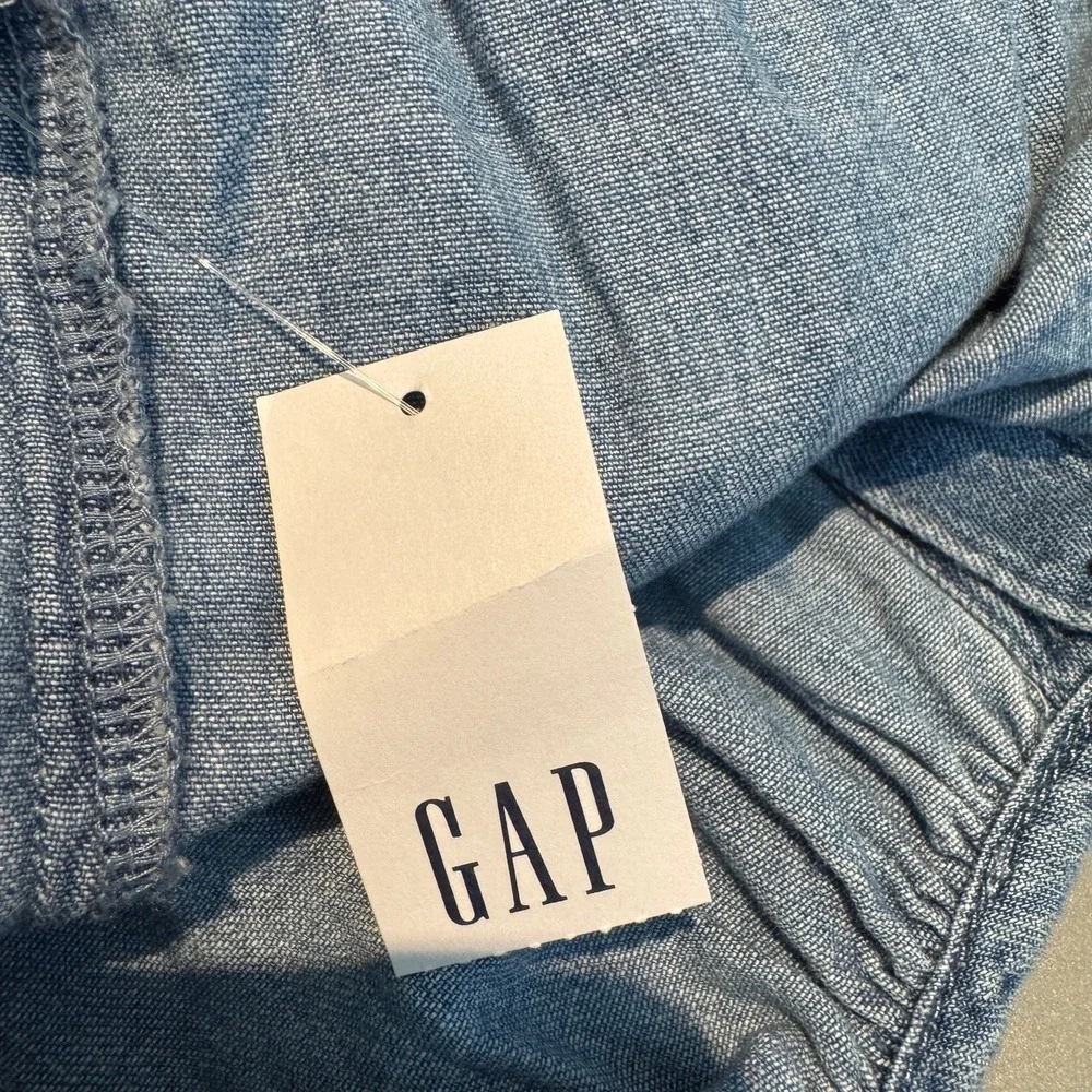 Gap Chambray Denim Maxi Dress Women's XL Indigo Western Boho Cowgirl Rodeo NEW - Picture 5 of 11